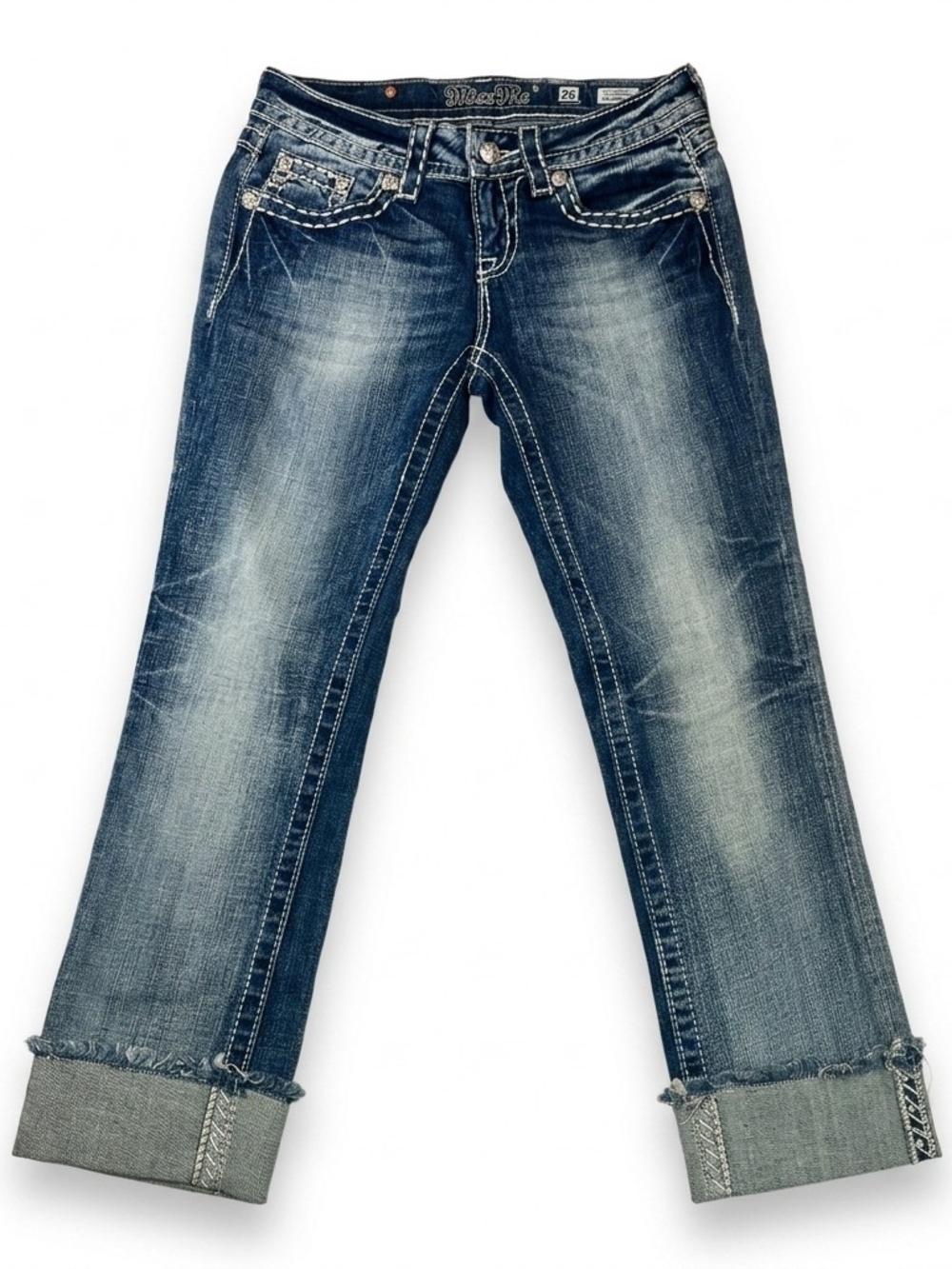 Miss Me Dark Blue Distressed Crop Jeans